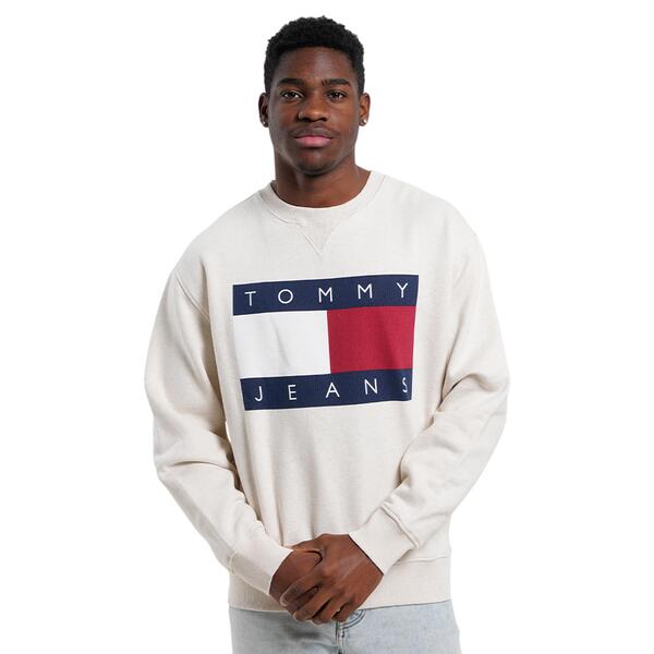 Αντρικό Φούτερ Tommy Jeans Melange Flag Crew Oat Marl Htr DM0DM21186-AE3