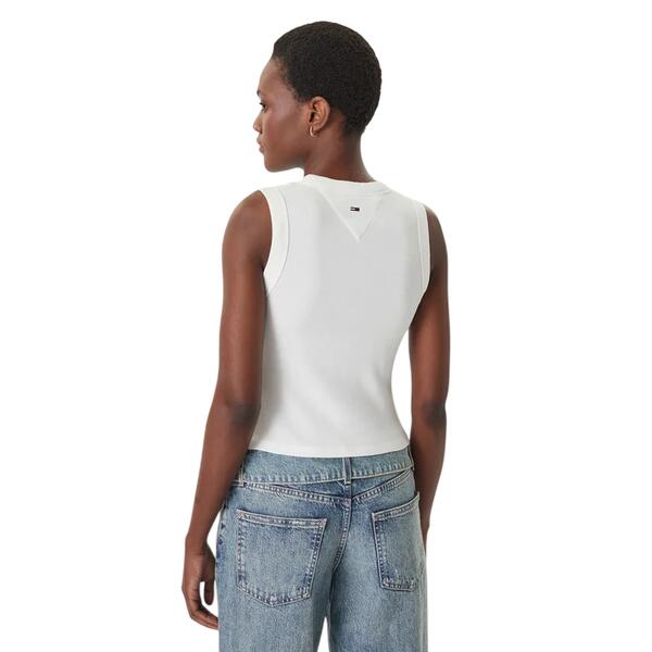 Γυναικείο Top Tommy Jeans Tjw Slim Ess Logo 2 Rib Tank Ecru DW0DW22577-YBL