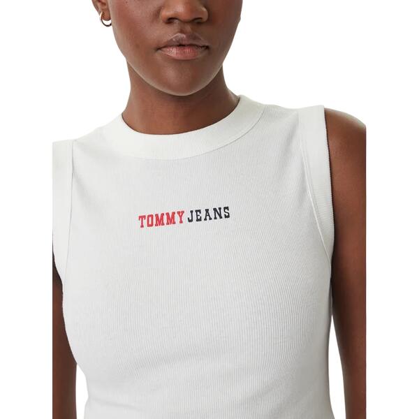 Γυναικείο Top Tommy Jeans Tjw Slim Ess Logo 2 Rib Tank Ecru DW0DW22577-YBL