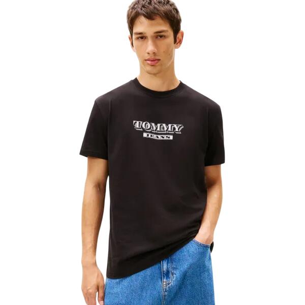 Ανδρικό T-Shirt Tommy Jeans Tjm Reg Bills Font Ss Tee Ext Black DM0DM22322-BDS