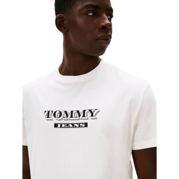 Ανδρικό T-Shirt Tommy Jeans Tjm Reg Bills Font Ss Tee Ext Ecru DM0DM22322-YBL