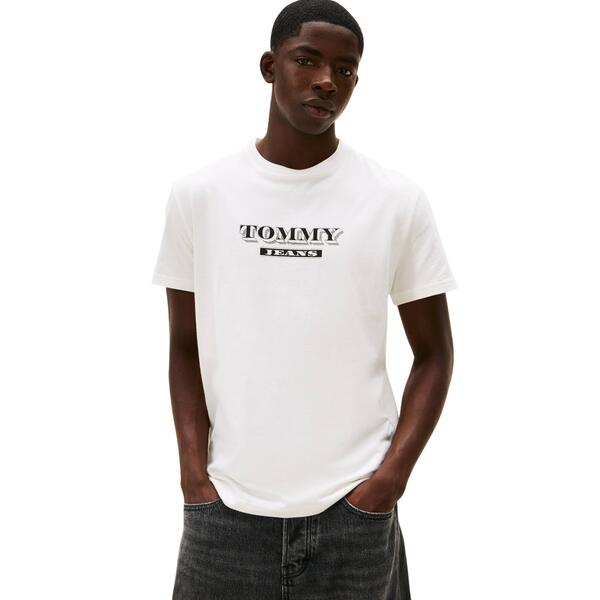 Ανδρικό T-Shirt Tommy Jeans Tjm Reg Bills Font Ss Tee Ext Ecru DM0DM22322-YBL