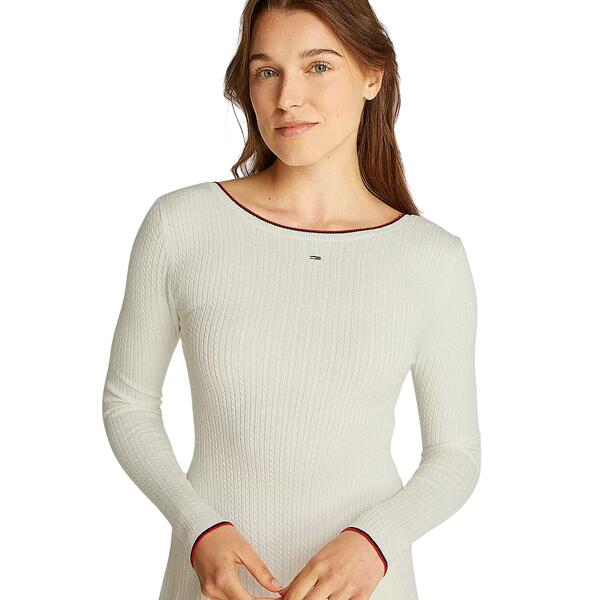 Γυναικείο Φόρεμα Tommy Jeans F&F Cable Sweater Ancient White DW0DW19469-YBH