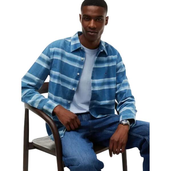 Ανδρικό Πουκάμισο Tommy Jeans Tjm Reg Pattern Corduroy Shirt Westside Blue Check DM0DM23615-0MZ