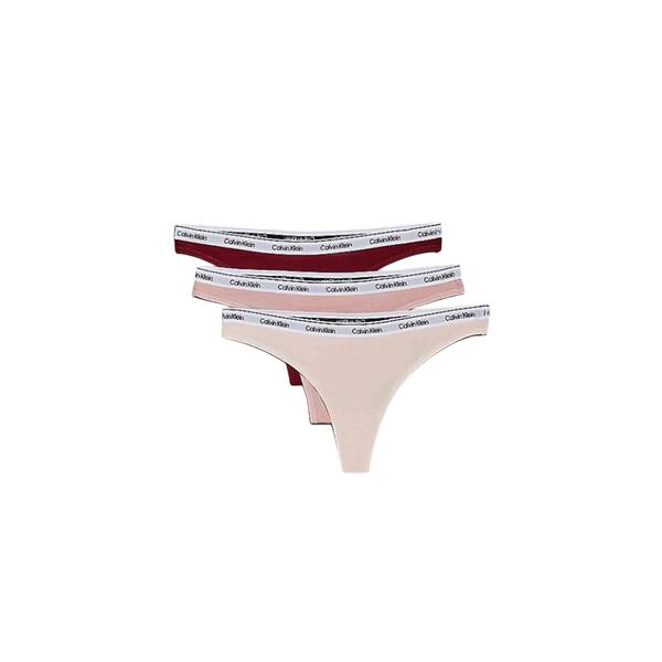 Γυναικείο Εσώρουχο Calvin Klein Thong 3pk Syrah Subdued Prairie Peach 000QD5209E-PYT