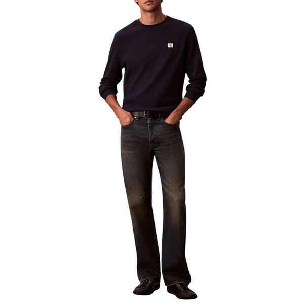 Ανδρική Μπλούζα Calvin Klein Ls Waffle Badge Crewnk Tee Pirate Black LV04RJ209G-8MN