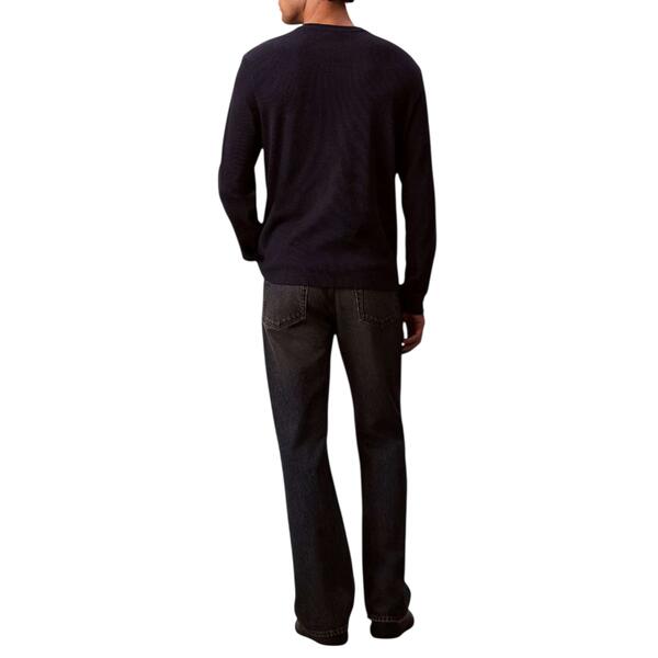 Ανδρική Μπλούζα Calvin Klein Ls Waffle Badge Crewnk Tee Pirate Black LV04RJ209G-8MN
