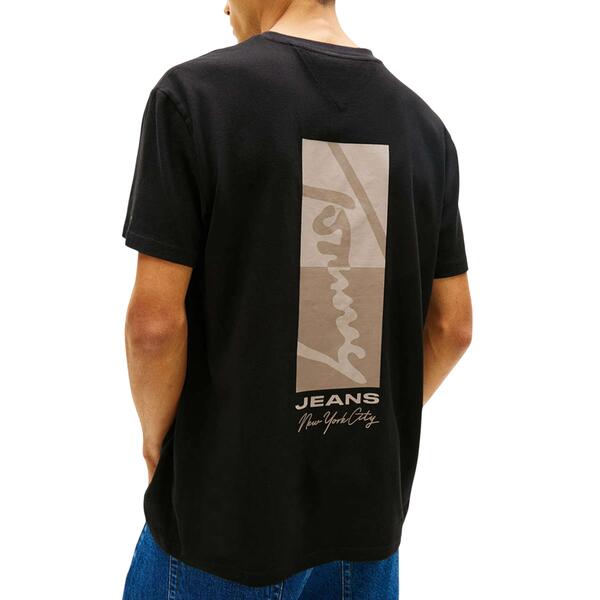 Ανδρικό T-Shirt Tommy Jeans Reg Sign Block Ss Tee Ext Black DM0DM22532-BDS