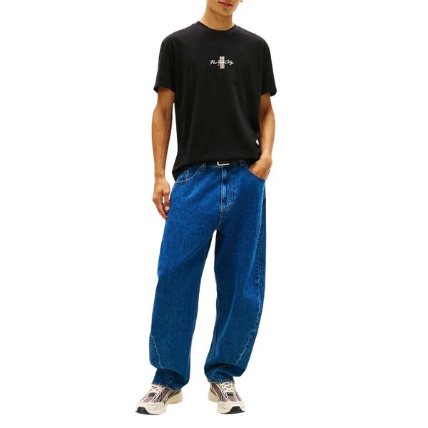 Ανδρικό T-Shirt Tommy Jeans Reg Sign Block Ss Tee Ext Black DM0DM22532-BDS