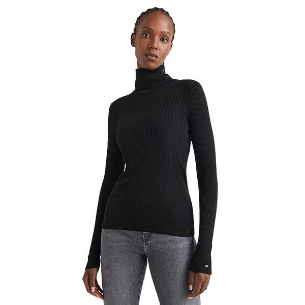 Γυναικείο Πουλόβερ Tommy Hilfiger Lyocell Silk Roll-Nk Sweater Black WW0WW35869-BDS