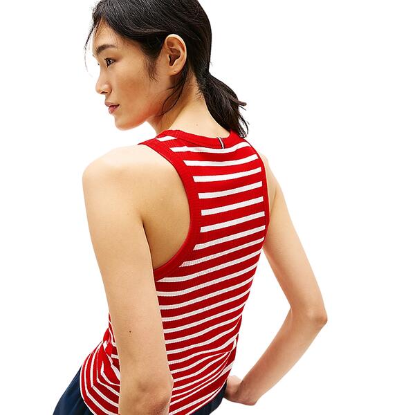Γυναικείο Top Tommy Hilfiger Slim 5X2 Rib Ns Primary Red/Ecru Stp WW0WW38635-0EX