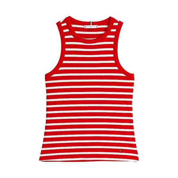 Γυναικείο Top Tommy Hilfiger Slim 5X2 Rib Ns Primary Red/Ecru Stp WW0WW38635-0EX