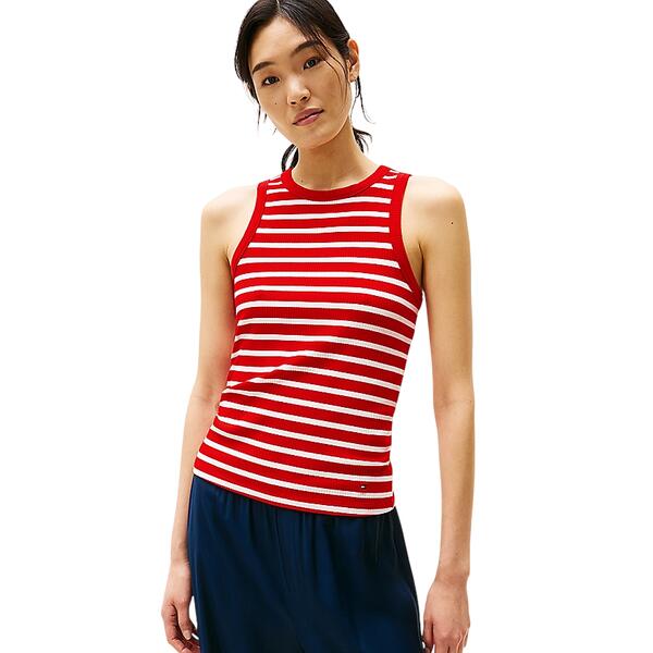 Γυναικείο Top Tommy Hilfiger Slim 5X2 Rib Ns Primary Red/Ecru Stp WW0WW38635-0EX