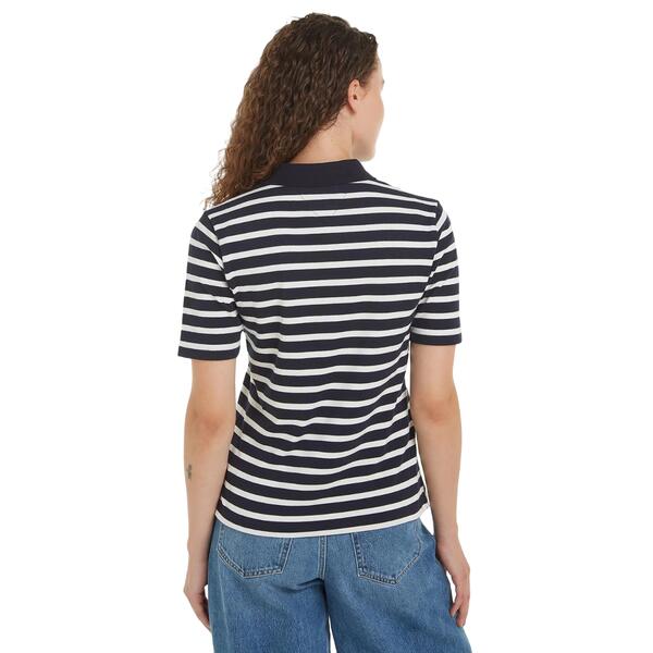 Γυναικείο Polo Tommy Hilfiger 1985 Reg Pique Stripe Polo Ss Breton Desert Sky/Ecru WW0WW39531-0A6