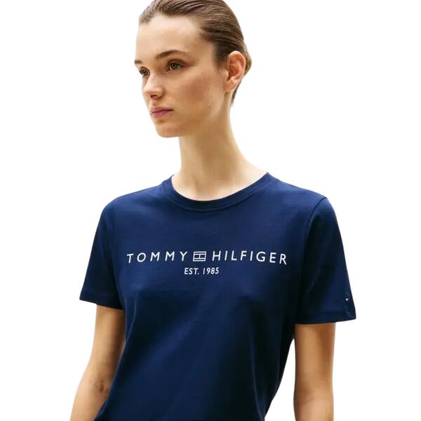 Γυναικείο T-shirt Tommy Hilfiger Reg Corp Logo C-Nk Ss Dark Night Navy WW0WW40276-C1G