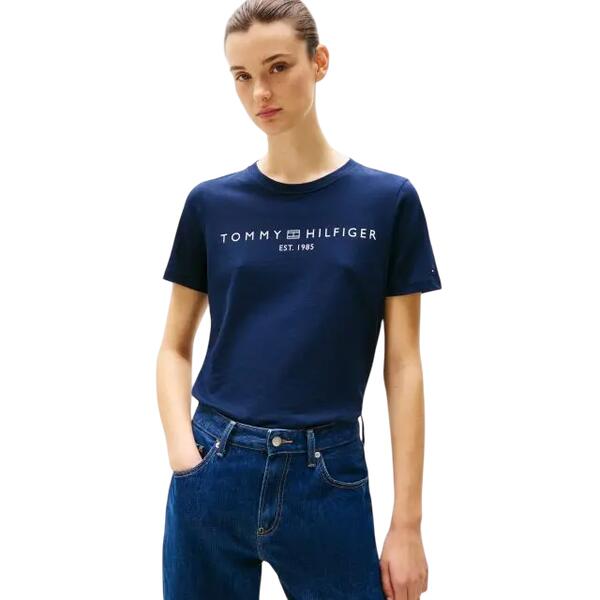 Γυναικείο T-shirt Tommy Hilfiger Reg Corp Logo C-Nk Ss Dark Night Navy WW0WW40276-C1G