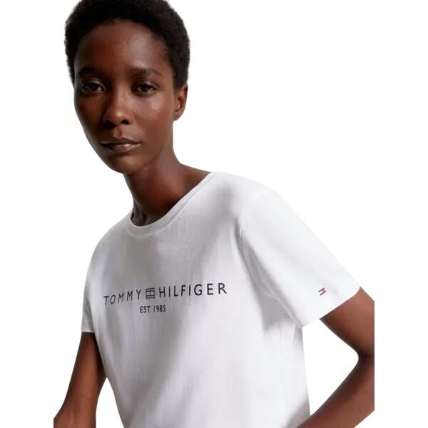 Γυναικείο T-shirt Tommy Hilfiger Reg Corp Logo C-Nk Ss Th Optic White WW0WW40276-YCF