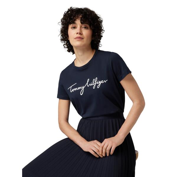 Γυναικείο T-shirt Tommy Hilfiger Reg C-Nk Signature Tee Ss Desert Sky WW0WW41674-DW5