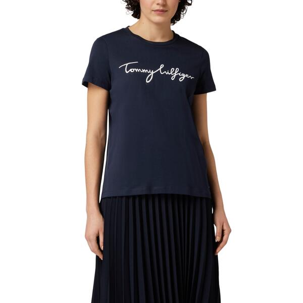 Γυναικείο T-shirt Tommy Hilfiger Reg C-Nk Signature Tee Ss Desert Sky WW0WW41674-DW5