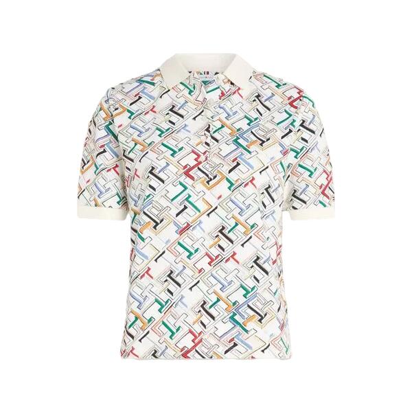 Γυναικείο Polo Tommy Hilfiger Reg Amd Polo Ss Th Multi Monogram/ Calico WW0WW41782-0K5