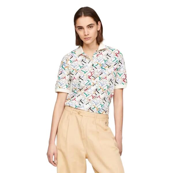 Γυναικείο Polo Tommy Hilfiger Reg Amd Polo Ss Th Multi Monogram/ Calico WW0WW41782-0K5