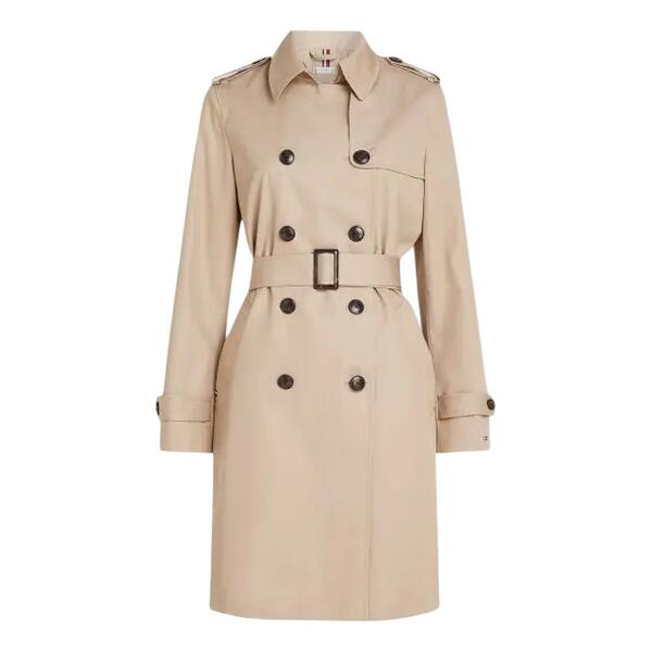 Γυναικεία Καμπαρντίνα Tommy Hilfiger Cottn Db Slim Fit Trench Beige WW0WW42133-AEG