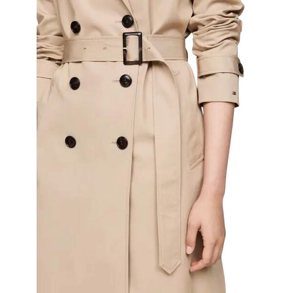 Γυναικεία Καμπαρντίνα Tommy Hilfiger Cottn Db Slim Fit Trench Beige WW0WW42133-AEG