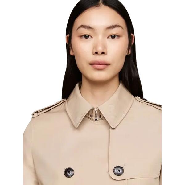 Γυναικεία Καμπαρντίνα Tommy Hilfiger Cottn Db Slim Fit Trench Beige WW0WW42133-AEG