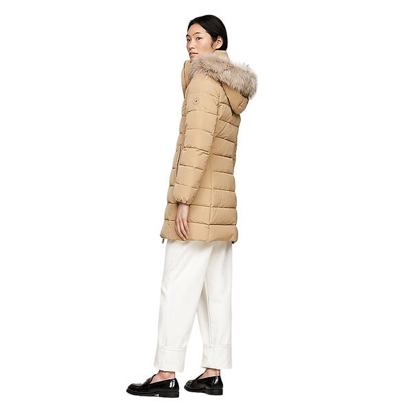 Γυναικείο Μπουφάν Tommy Hilfiger Heritage Down Tyra Coat With Fur Classic Khaki WW0WW43234-RBL