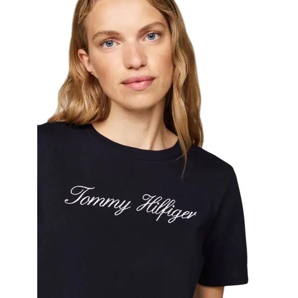 Γυναικείo T-shirt Tommy Hilfiger Nos Script Regural C Nk Ss Nos Desert Sky WW0WW43459-02G