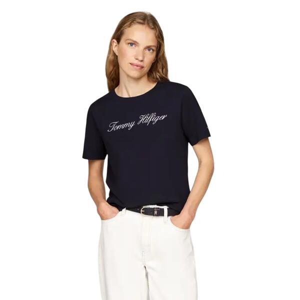 Γυναικείo T-shirt Tommy Hilfiger Nos Script Regural C Nk Ss Nos Desert Sky WW0WW43459-02G