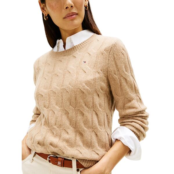 Γυναικείο Πουλόβερ Tommy Hilfiger Soft Wool Cable C-nk Safari Canvas Heather  WW0WW43586-ADM
