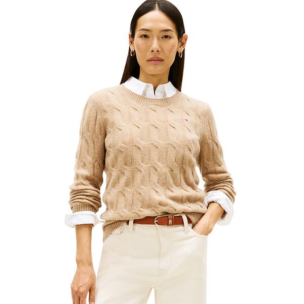 Γυναικείο Πουλόβερ Tommy Hilfiger Soft Wool Cable C-nk Safari Canvas Heather  WW0WW43586-ADM