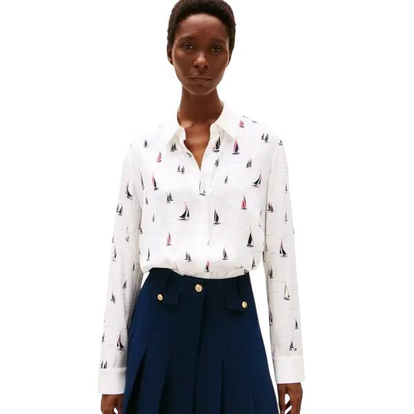 Γυναικείο Πουκάμισο Tommy Hilfiger Fluid Vis Prt Regular Ls Boats Ivory Silk WW0WW44036-0K5