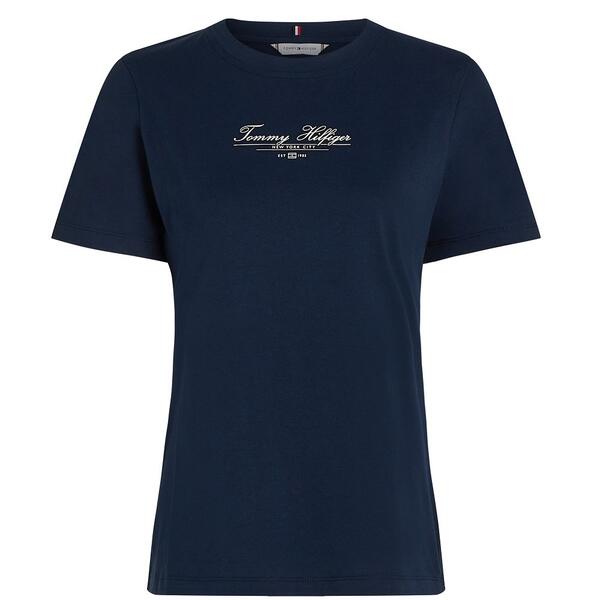 Γυναικείο T-shirt Tommy Hilfiger Reg Script C Nk Ss Dark Night Navy WW0WW45428-C1G