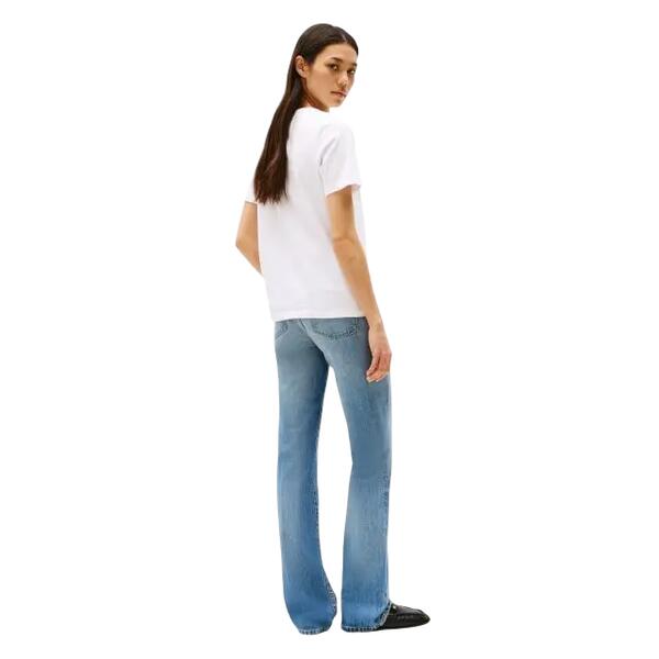 Γυναικείο T-Shirt Tommy Hilfiger Reg Contrast Flag Ss Tee Th Optic White WW0WW45522-YCF