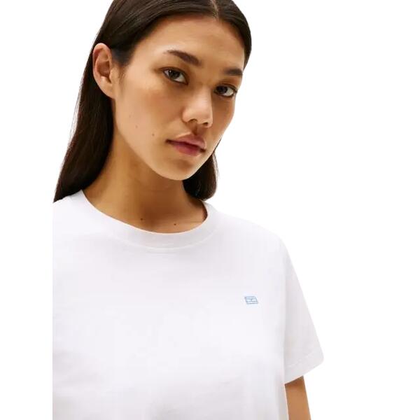 Γυναικείο T-Shirt Tommy Hilfiger Reg Contrast Flag Ss Tee Th Optic White WW0WW45522-YCF