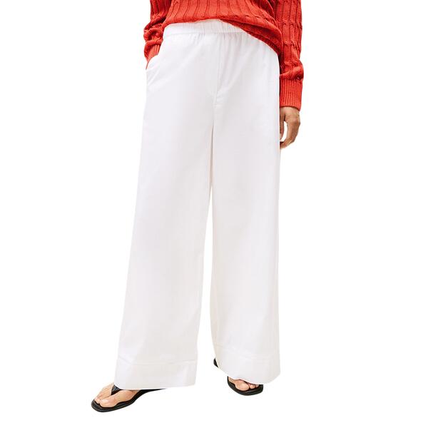 Γυναικείο Παντελόνι Tommy Hilfiger Poplin Wide Leg Pant Th Optic White WW0WW45891-YCF