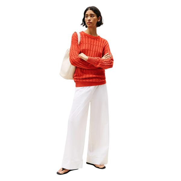 Γυναικείο Παντελόνι Tommy Hilfiger Poplin Wide Leg Pant Th Optic White WW0WW45891-YCF