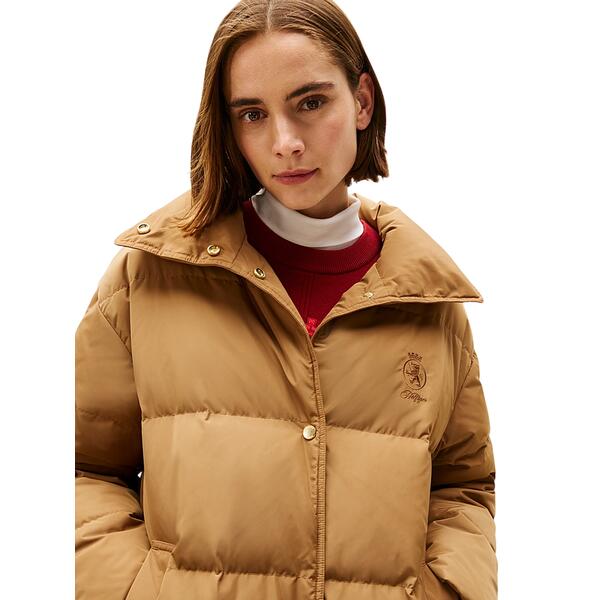 Γυναικείο Μπουφάν Tommy Hilfiger Crest Mw Down Reg Coat Hickory WW0WW47279-GWA