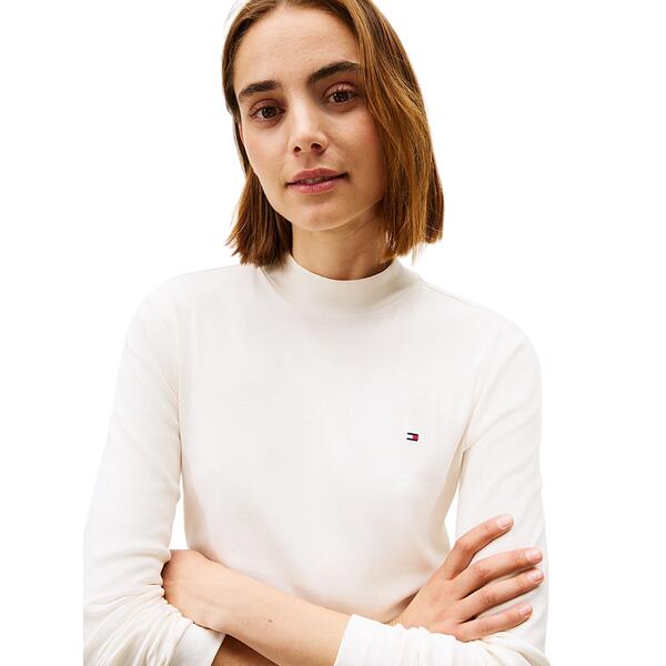 Γυναικεία Μπλούζα Tommy Hilfiger Slim Cody Mock-Nk Ls Ivory Silk WW0WW47307-YA8