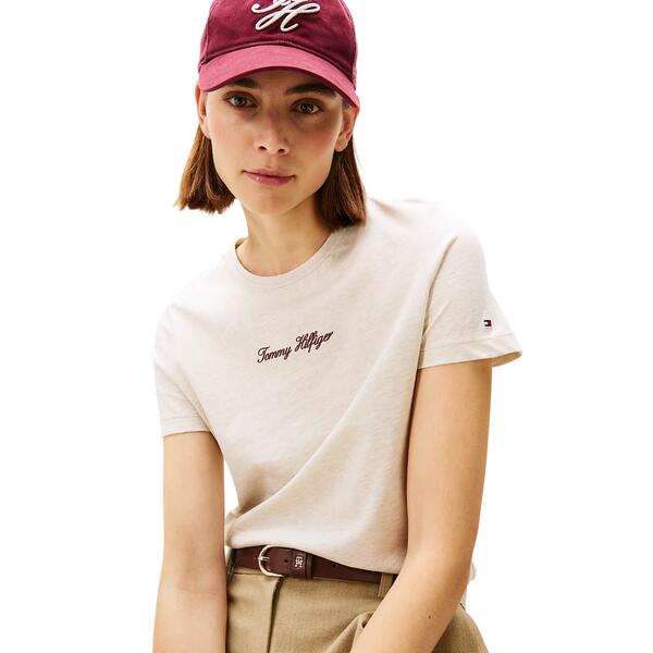 Γυναικείο T-Shirt Tommy Hilfiger Classic Script Reg Ss Tee Ecru WW0WW47460-YBL