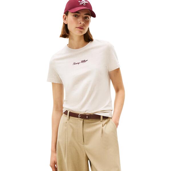 Γυναικείο T-Shirt Tommy Hilfiger Classic Script Reg Ss Tee Ecru WW0WW47460-YBL