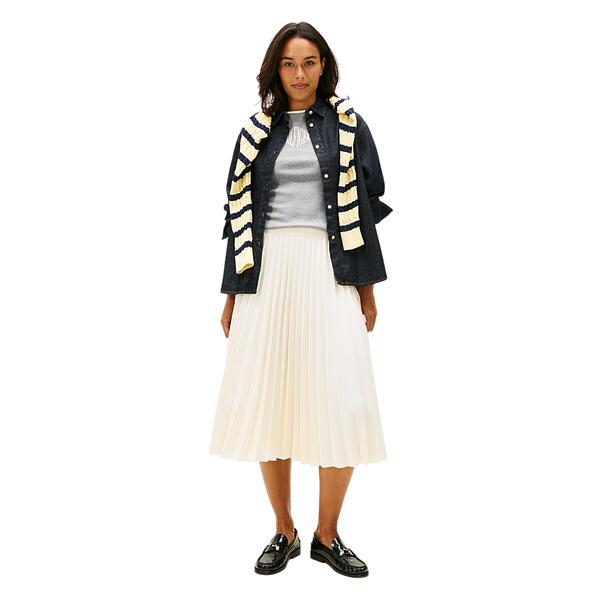 Γυναικεία Φούστα Tommy Hilfiger Fluid Pleated Pull On Midi Ivory Petal WW0WW43886-Z00