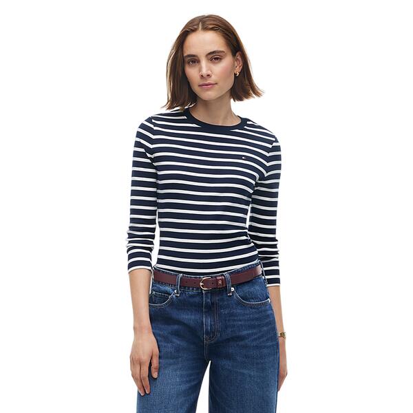 Γυναικεία Μπλούζα Tommy Hilfiger Cody Slim C-Nk L/s T-shirt Stripe Dark Blue / Ecru WW0WW53689-0X4