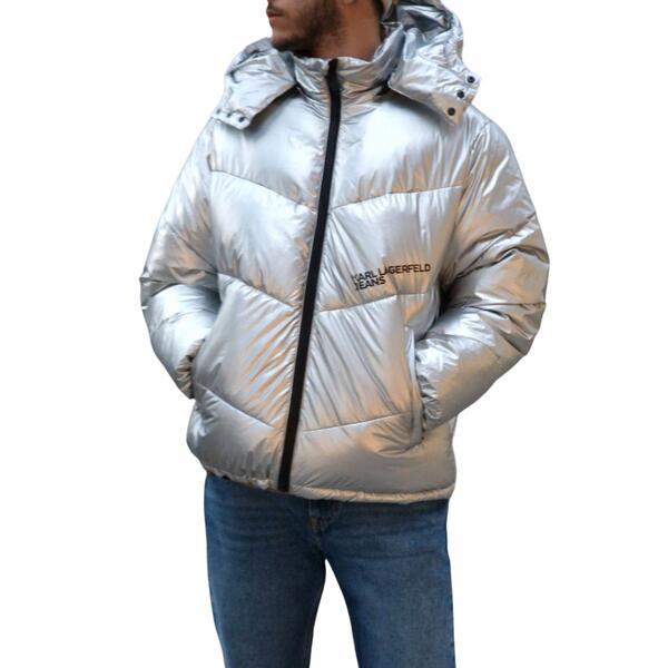 Ανδρικό Μπουφάν Karl Lagerfeld Jeans Klj Shiny Puffer Silver 240D1502-J137