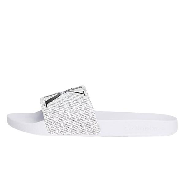 Ανδρικές Παντόφλες Calvin Klein Slide Aop Bright White/Black YM0YM00955-01W