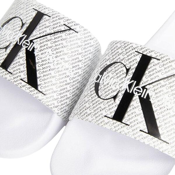 Ανδρικές Παντόφλες Calvin Klein Slide Aop Bright White/Black YM0YM00955-01W