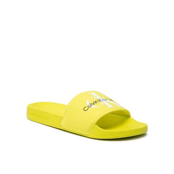 Γυναικείες Παντόφλες Calvin Klein Slide Monogram Co Lemon Lime YW0YW00103-LRE