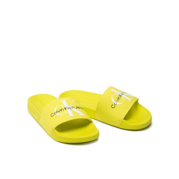 Γυναικείες Παντόφλες Calvin Klein Slide Monogram Co Lemon Lime YW0YW00103-LRE